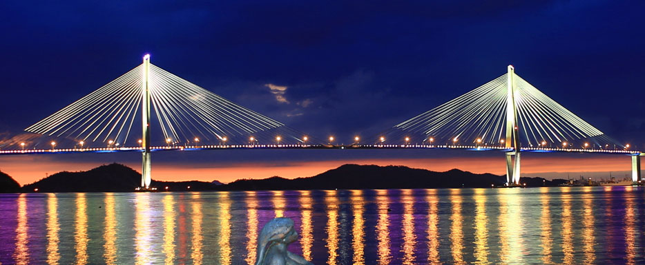 木浦大橋の日没